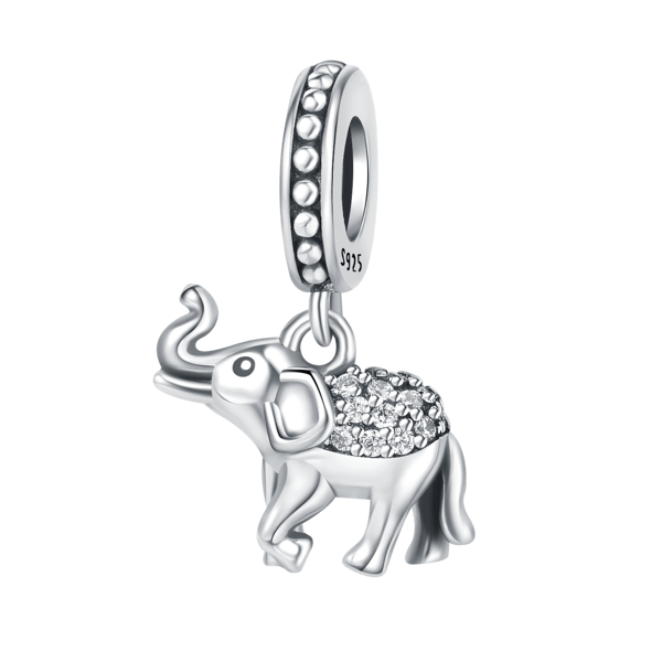1 pieza Joyería accesorio para mujer, brazalete collar de colgante con cuentas de elefante de plata esterlina 925 y circonio, joyería DIY, regalo de cumpleaños, aniversario de bodas y compromiso