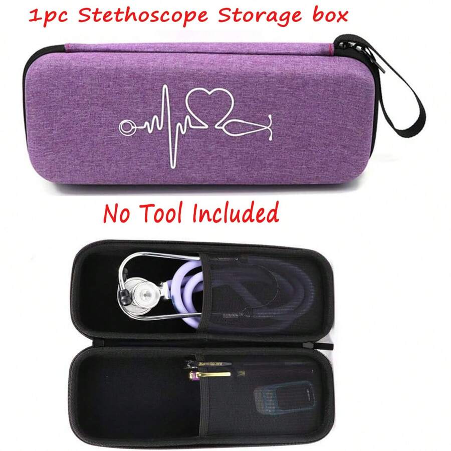 1入組聽診器收納套件,旅行攜帶盒便攜式聽診器收納盒多功能便攜包,eva包,聽診器布盒,家用防摔eva急救包,硬質聽診器收納盒,eva聽診器收納袋,帶拉鍊閉合的硬質攜行盒,適用於護士用品,不含工具 - 紫色 - 查看 1