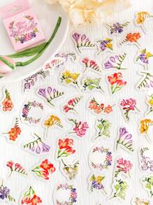 1包（45片）花卉拼貼迷你貼紙,適用於手帳及信封封口裝飾 - 藕粉色 - 查看 1