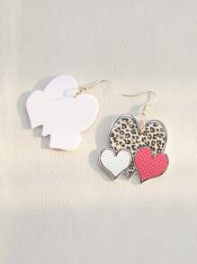 1對流行的綠色豹紋3個心形亞克力掛墜,適用於優雅女孩的情人節派對 - 彩色 - 查看 3