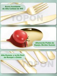 Juego De Cubiertos Acero Inoxidable Dorado  20 Piezas - Dorado - Ver 6