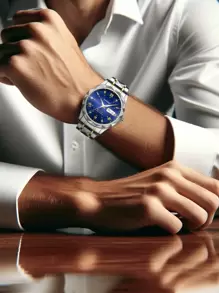 A Men's Gold Steel Band Calendar Week Waterproof Luminous Business Casual Quartz Watch Father