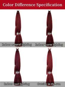 1 Pc Wine Red Long Braided Ponytail Extension With Hair Tie Straight Wrap Around Hair Extensions Ponytail Natural Soft Synthetic Hair Piece For Women Daily Wear 26 Inch 30 Inch 34 Inch - Burgundy - View 10