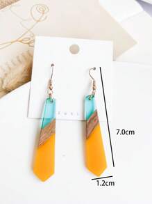 Pair Of Women's Earrings Walnut Resin Stitching Popular Fashion Retro Earrings - Multicolor - View 3