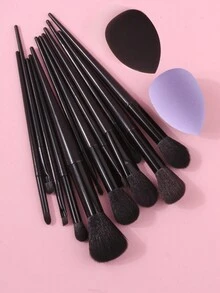 15件套高端黑色化妆刷套装，刷毛柔软，ins风，包含海绵蛋、多功能粉扑、散粉刷、轮廓刷、腮红刷、眼影刷套装，非常适合学生日常化妆。 - 黑色 - 查看 3