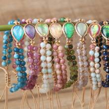 永遠愛你水滴模擬蛋白石手環,編織編織友誼瑜伽紫晶石手環女性,情人節禮物 - 紅木紋 - 查看 9