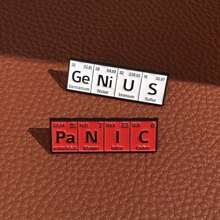 XIANG YU Chemical Element Symbols Enamel Pins Custom PO W ER PU N K Brooches Lapel Badges Punk Jewelry Gift For Scientist Friend - Multicolor - View 5