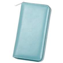 Women Wallet RFID Blocking Leather Zip Around Wallet Large Capacity Credit Card Long Purse - Blue - View 1