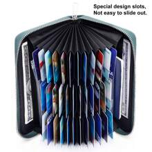 Women Wallet RFID Blocking Leather Zip Around Wallet Large Capacity Credit Card Long Purse - Blue - View 5