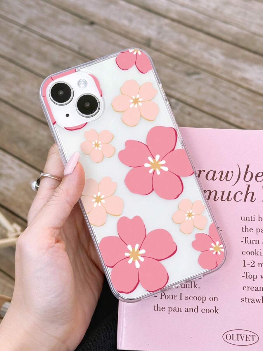 1 Piece Of Painted Flower Printed Mobile Phone Soft Case Compatible With IPhone/Samsung Mobile Phones