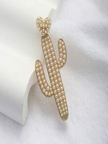 珍珠仙人掌髮夾瀏海 - 金色 - 查看 3