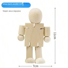 1pc Diy Wooden Doll For Hand Painting And Crafting - Perfect Prize Or Gift - Apricot - View 8