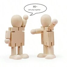 1pc Diy Wooden Doll For Hand Painting And Crafting - Perfect Prize Or Gift - Apricot - View 2