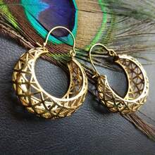 空心圓形耳環||波西米亞風格裝飾髮箍 - 金色 - 查看 4