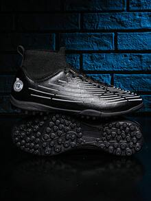 新款男子足球鞋,男子高筒室內防滑人造草鞋釘女學生訓練運動鞋 - 黑色 - 查看 3