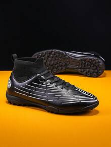 新款男子足球鞋,男子高筒室內防滑人造草鞋釘女學生訓練運動鞋 - 黑色 - 查看 8