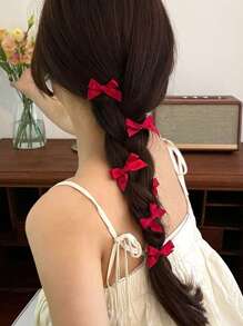 18/30件套女士混合发饰套装，包含丝带蝴蝶结、发夹、蕾丝发爪、发卡，风格甜美、可爱、优雅和Y2K，适合情人节、冬季女性穿搭。 - 彩色 - 查看 8