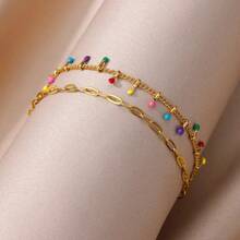 Đầy màu sắc Boho Vòng chân Đối với phụ nữ Vàng Màu sắc Thép không gỉ vòng chân Sang trọng Lễ cưới Thẩm mỹ Đồ trang sức Qủa tặng - Vàng - Xem 5
