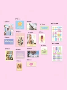 1 Paquete (32 Hojas) Pegatinas Con Patrones Diferentes (2 Hojas Por Patrón) Para El Diario, La Decoración De Las Libretas - Multicolor - Ver 2