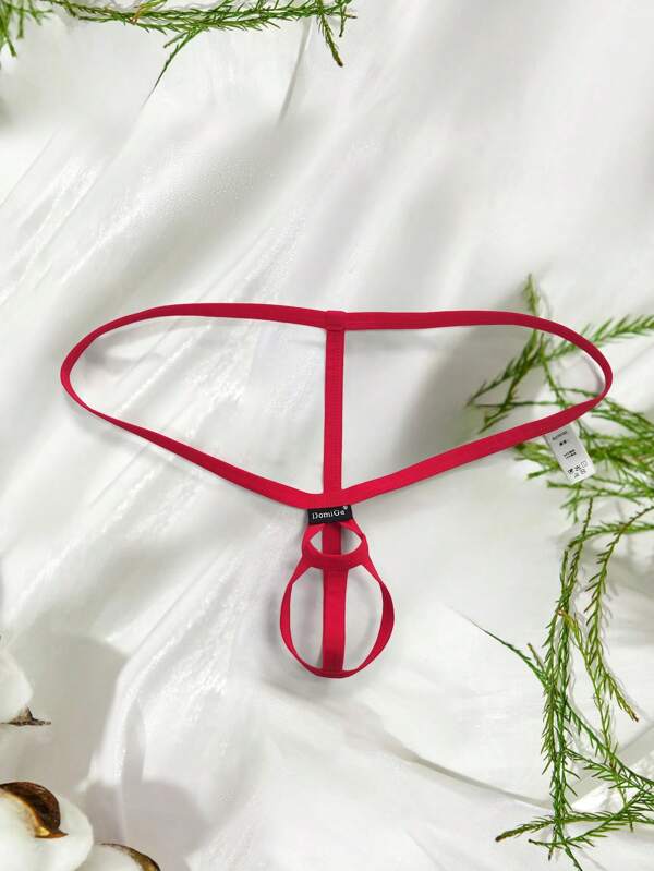 Men Sexy Elastic Breathable Jockstrap Underwear With Front Middle Ring Hole