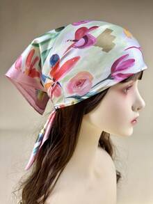 1PC Ladies Boho Florals And Painting Geo Print Head Wrap Bandana - Multicolor - View 3