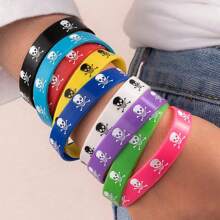 10/20pcs/Pack Sports & Casual Heart/Character/Butterfly/Skull Print Silicon Elastic Bracelet For Men, Women, Daily Wear, Festival Party And Gift Accessory