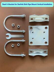 Steel U-Bracket For Dish Pipe Mount Vertical Installation, Heavy Steel U-Bolt Clamp Bracket, Roof Mast To Pole To Pipe Mounting Adapter For Antennas, Weather Station, Cameras, Wifi - Silver - View 4