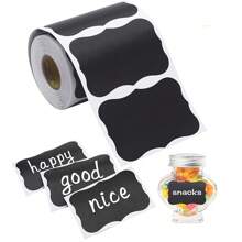 1 Roll Of 120pcs Black Reusable Waterproof Label Stickers With Wavy Edge, Suitable For Containers, Jars, Spices, Food Preservation In Kitchen, Dining Room