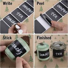 1 Roll Of 120pcs Black Reusable Waterproof Label Stickers With Wavy Edge, Suitable For Containers, Jars, Spices, Food Preservation In Kitchen, Dining Room