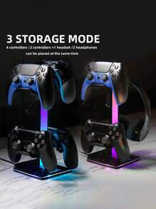 底部有4個遊戲手把掛鉤、耳機掛鉤、rgb發光氛圍燈以及2個usb插頭和type-c快充頭 - 黑色 - 查看 5