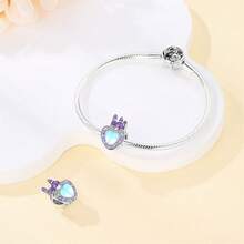 1入組夢幻多彩的玻璃珠花環項鍊或手鏈配件,帶城堡吊墜,適用於女孩 - 杏色 - 查看 4