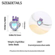 1入組夢幻多彩的玻璃珠花環項鍊或手鏈配件,帶城堡吊墜,適用於女孩 - 杏色 - 查看 5