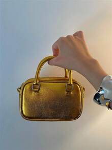 Fashionable Bowling Shaped Crossbody Mini Bag For Women, Casual And Cute, Ideal For Daily Use Or As A Gift - Gold - View 6