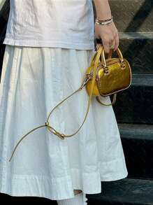 Fashionable Bowling Shaped Crossbody Mini Bag For Women, Casual And Cute, Ideal For Daily Use Or As A Gift - Gold - View 3