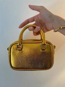 Fashionable Bowling Shaped Crossbody Mini Bag For Women, Casual And Cute, Ideal For Daily Use Or As A Gift - Gold - View 7