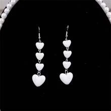 1對韓式多重心形長流蘇吊墜耳環,可愛的紅色白色桃子耳飾,為女性結婚女孩禮物 - 白色 - 查看 1