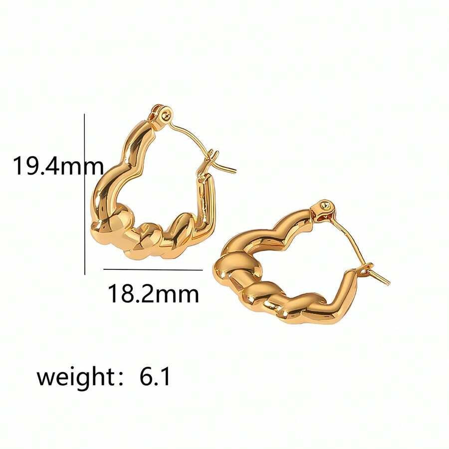 1 對女士獨特 Ins 風格精緻時尚不銹鋼耳環適合約會、派對和辦公室服裝 - 金黃色 - 查看 1