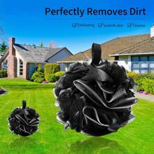 1/2/4pcs Bath Loofah Sponge Back Scrubber Shower Sponge Soft Mesh Exfoliator Pouf Shower Ball Bath Sponges For Women And Men Bath Accessories Home Bathroom Decor Fall Decor Back To School - Black - View 6