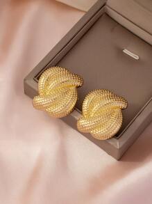 1對時尚極簡主義金色垂墜紋圓形耳環,附有迷宮設計,扭曲紋理和多種組合。非常適合情人節禮物。 - 麻花 - 查看 20