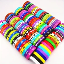 10/20pcs/Pack Sports & Casual Heart/Character/Butterfly/Skull Print Silicon Elastic Bracelet For Men, Women, Daily Wear, Festival Party And Gift Accessory