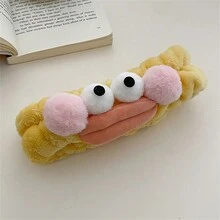 1只醜可愛的大嘴怪獸毛絨臉洗和頭發帶頭帶,適用於日常敷面膜 - 黃色 - 查看 7