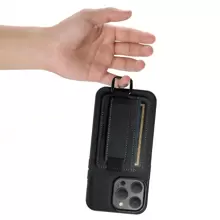 PU皮革腕带卡包手机壳，荔枝纹/磨砂质感，兼容 16 Pro Max/15 Plus/14/13/12/11，三星Galaxy S25/S24 Ultra/S23/S22，以及9 Pro/XL/8A/7，黑色/棕色/蓝色 - 黑色 - 查看 8