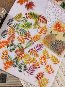 40pcs Colorful Pvc Stickers With Cedar Leaf Design, Suitable For Scrapbooking, Diy Notebook, Journal, Photo Album, Art Supplies - Multicolor - View 3