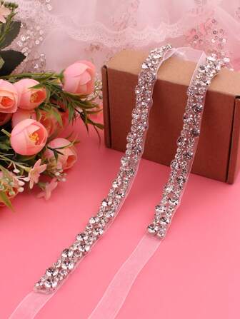 1 件奢华水钻和合金婚礼新娘腰带、伴娘礼服配饰万圣节情人节