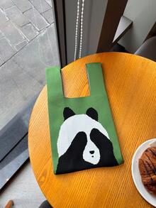 New Zebra & Leopard Print Knitted Bag With Large Capacity, Ideal For Commute And Daily Use, Lightweight, And Versatile, With Cute Colorful Patchwork Design, Can Be Used As A Vest Bag Or Handbag - Multicolor - View 3