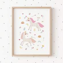 1pc Cartoon Pony Pattern Painting, Living Room Wall Decoration - Pink - View 1