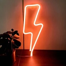 1入高亮度閃電風暴霓虹燈藝術裝飾燈,電池/usb供電,13.3x5.1英寸（約34x13厘米）,暖黃色,適用於牆壁,客廳,辦公室,臥室,情人節,母親節,圣誕節,婚禮,生日派對,家居裝飾 - 閃電霓虹燈標誌壁掛 - 查看 12