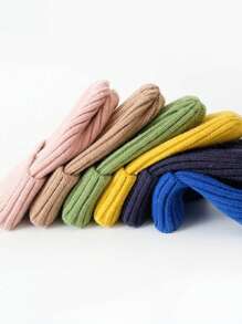 1 件装女童冬季钩针编织无檐便帽纯色中性秋季针织无檐便帽百搭配饰 - 淺藍色 - 查看 2