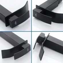 Grifo de Lavabo Cascada Negro, Auralum Monomando Grifo lavabo con caño 114mm en Acero Inoxidable, Mezclador de Agua Caliente y Fría, Grifo para Lavabo de Baño, Sin Salpicaduras