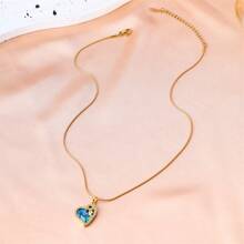 1 件時尚不銹鋼彩色貝殼裝飾橢圓形鑽石愛情吊墜鎖骨鍊毛衣鏈項鍊適合女士日常佩戴 - 金色 - 查看 5